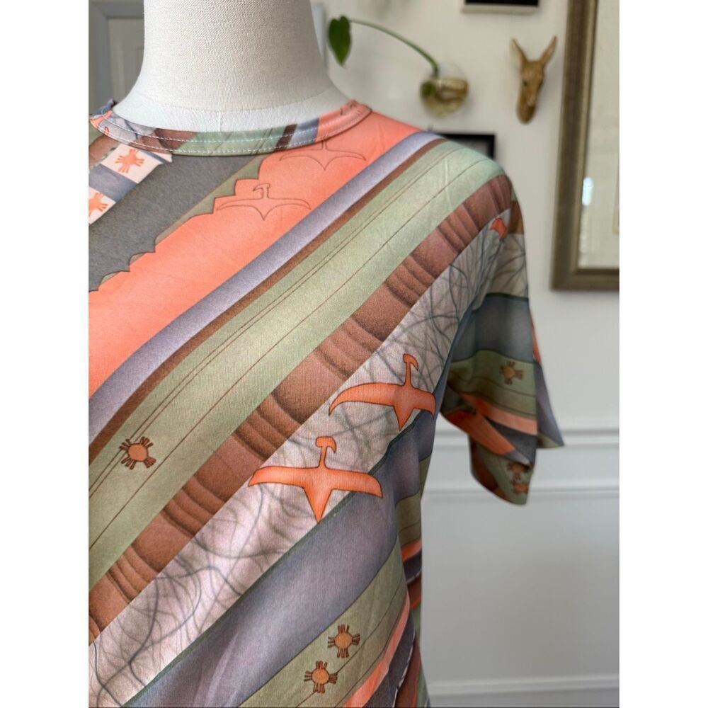 Vintage 70s House Prints Polyester Tshirt Southwestern Navajo Print 16 M